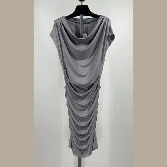 NEW Banana Republic Dress Womens XS gray pencil sheath ruched classic preppy - Picture 1 of 10